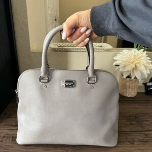 MK Dome Satchel in Pearl with silver
